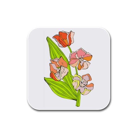 Asiatic Lilly Rubber Square Coaster (4 pack) from UrbanLoad.com Front