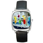 Tropical Drinks Square Metal Watch