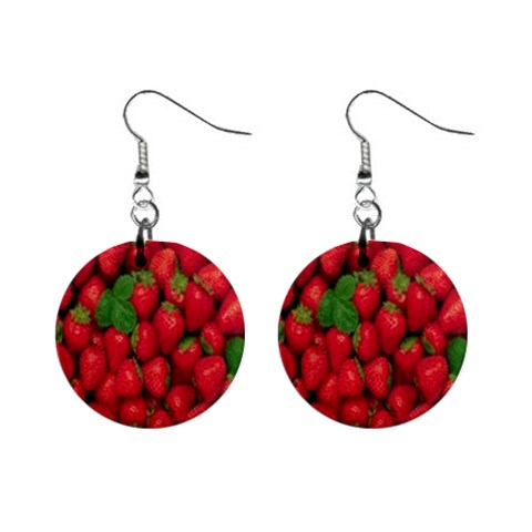 Strawberries  1  Button Earrings from UrbanLoad.com Front