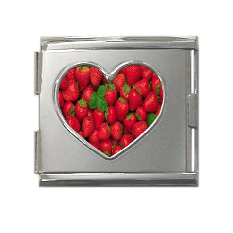 Strawberries  Mega Link Heart Italian Charm (18mm) from UrbanLoad.com Front
