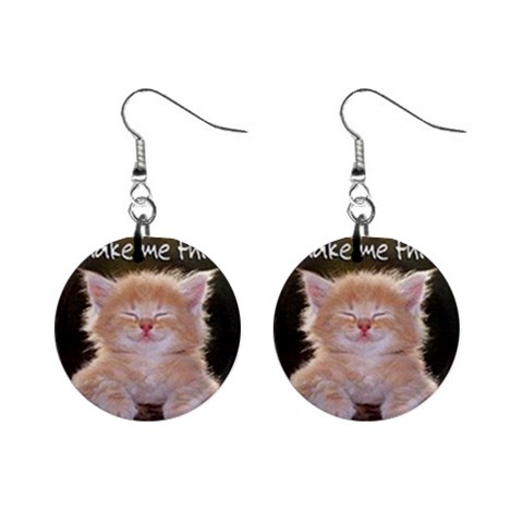 cat 1  Button Earrings from UrbanLoad.com Front
