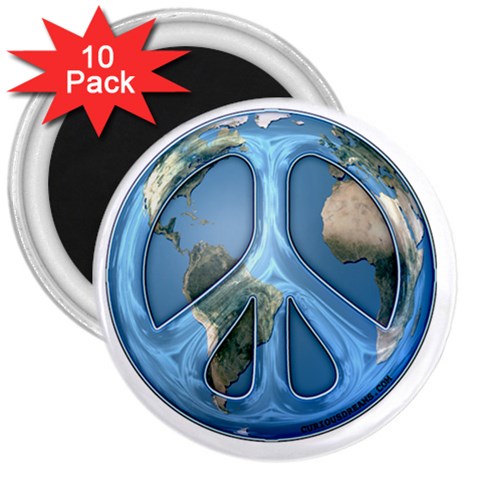 Peace On Earth 3  Magnet (10 pack) from UrbanLoad.com Front