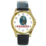 Earth-Fragile Round Gold Metal Watch