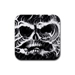 final_Waveskull_front_WHITE Rubber Coaster (Square)