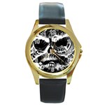 final_Waveskull_front_WHITE Round Gold Metal Watch