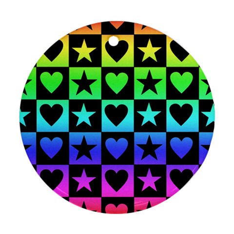 Rainbow Stars and Hearts Round Ornament (Two Sides) from UrbanLoad.com Front