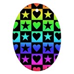 Rainbow Stars and Hearts Oval Ornament (Two Sides)