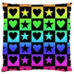 Rainbow Stars and Hearts Large Cushion Case (Two Sided) 