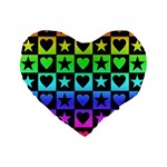 Rainbow Stars and Hearts Standard 16  Premium Heart Shape Cushion 