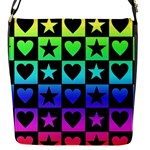 Rainbow Stars and Hearts Flap Closure Messenger Bag (Small)