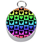 Rainbow Stars and Hearts Silver Compass
