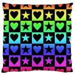 Rainbow Stars and Hearts Standard Flano Cushion Case (Two Sides)
