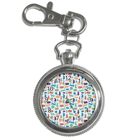 Blue Colorful Cats Silhouettes Pattern Key Chain Watches from UrbanLoad.com Front