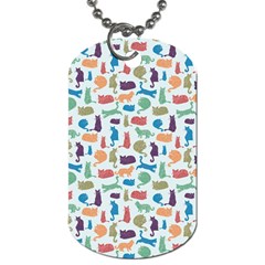 Blue Colorful Cats Silhouettes Pattern Dog Tag (Two Sides) from UrbanLoad.com Back