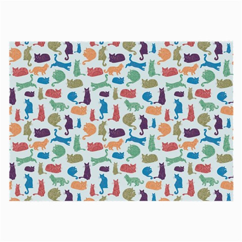 Blue Colorful Cats Silhouettes Pattern Large Glasses Cloth from UrbanLoad.com Front