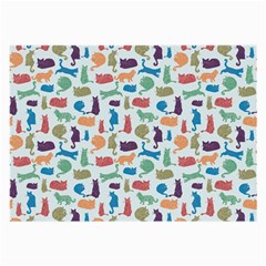 Blue Colorful Cats Silhouettes Pattern Large Glasses Cloth (2 Front