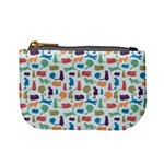 Blue Colorful Cats Silhouettes Pattern Mini Coin Purses