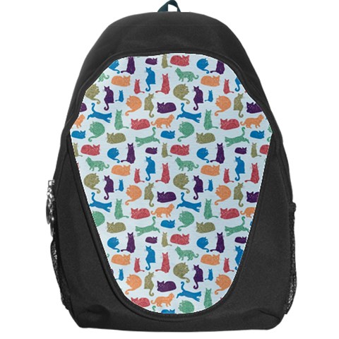 Blue Colorful Cats Silhouettes Pattern Backpack Bag from UrbanLoad.com Front