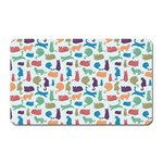 Blue Colorful Cats Silhouettes Pattern Magnet (Rectangular)