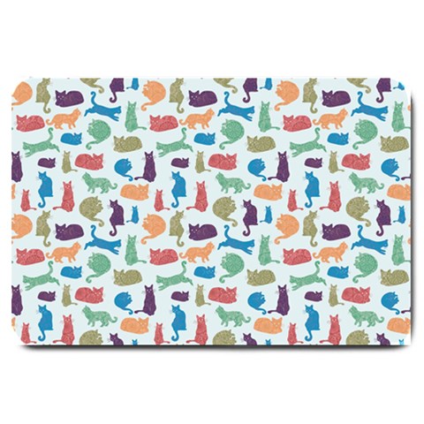 Blue Colorful Cats Silhouettes Pattern Large Doormat  from UrbanLoad.com 30 x20  Door Mat