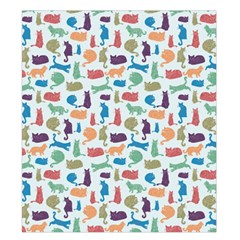 Blue Colorful Cats Silhouettes Pattern Duvet Cover (King Size) from UrbanLoad.com Front