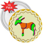 Funky Donkey 3  Button (10 pack)