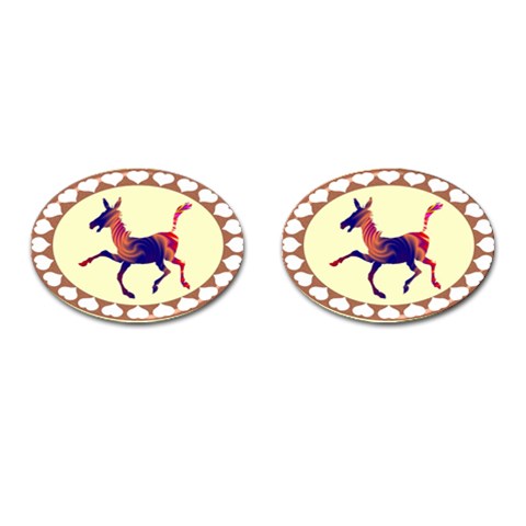Funny Donkey Cufflinks (Oval) from UrbanLoad.com Front(Pair)
