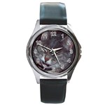 Cat With Eyes Closed Round Metal Watch