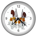 Boer Goat Kids in Flowers Wall Clock (Silver)