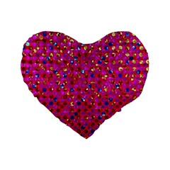 Polka Dot Sparkley Jewels 1 Standard 16  Premium Heart Shape Cushions from UrbanLoad.com Front
