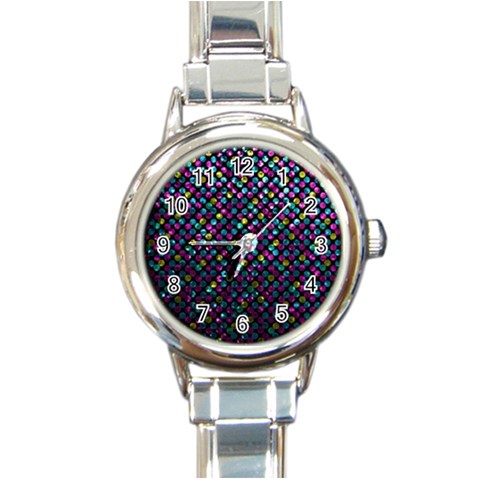 Polka Dot Sparkley Jewels 2 Round Italian Charm Watches from UrbanLoad.com Front