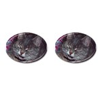 Cat With Eyes Closed Cufflinks (Oval)