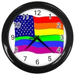 gay flag Wall Clock (Black)