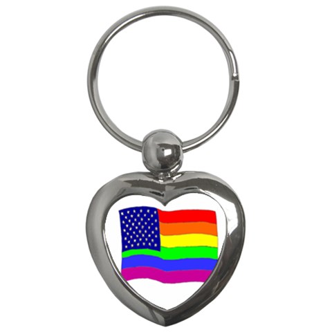 gay flag Key Chain (Heart) from UrbanLoad.com Front