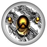 yellow-pearls_1500 Wall Clock (Silver)