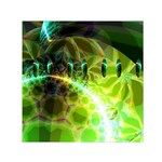 Dawn Of Time, Abstract Lime & Gold Emerge Small Satin Scarf (Square)