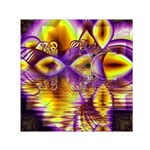 Golden Violet Crystal Palace, Abstract Cosmic Explosion Small Satin Scarf (Square)