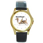 Basset Hound Round Gold Metal Watch