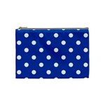Polka Dots - White on Cobalt Blue Cosmetic Bag (M)