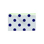 Polka Dots - Dark Blue on White Canvas Cosmetic Bag (XS)