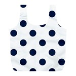 Polka Dots - Oxford Blue on White Full Print Recycle Bag (L)