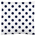 Polka Dots - Oxford Blue on White Large Flano Cushion Case (Two Sides)