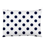 Polka Dots - Oxford Blue on White Pillow Case (One Side)