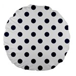 Polka Dots - Oxford Blue on White Large 18  Premium Flano Round Cushion