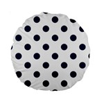 Polka Dots - Oxford Blue on White Standard 15  Premium Round Cushion