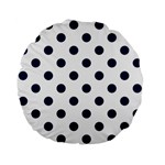 Polka Dots - Oxford Blue on White Standard 15  Premium Flano Round Cushion