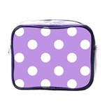 Polka Dots - White on Bright Lavender Violet Mini Toiletries Bag (One Side)