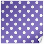 Polka Dots - White on Ube Violet Canvas 12  x 12 
