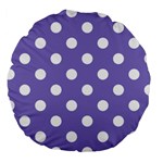 Polka Dots - White on Ube Violet Large 18  Premium Round Cushion