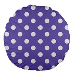 Polka Dots - White on Ube Violet Large 18  Premium Flano Round Cushion